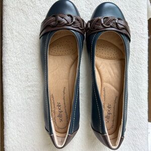 Softspots Blue and Brown Loafers with Cushioned Insole